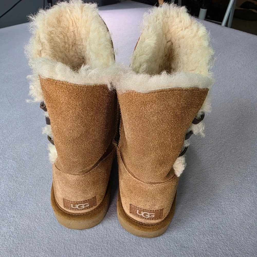 UGG Gita Chestnut Suede Sheepskin Bow Boots Womens 9 Coquette Boho